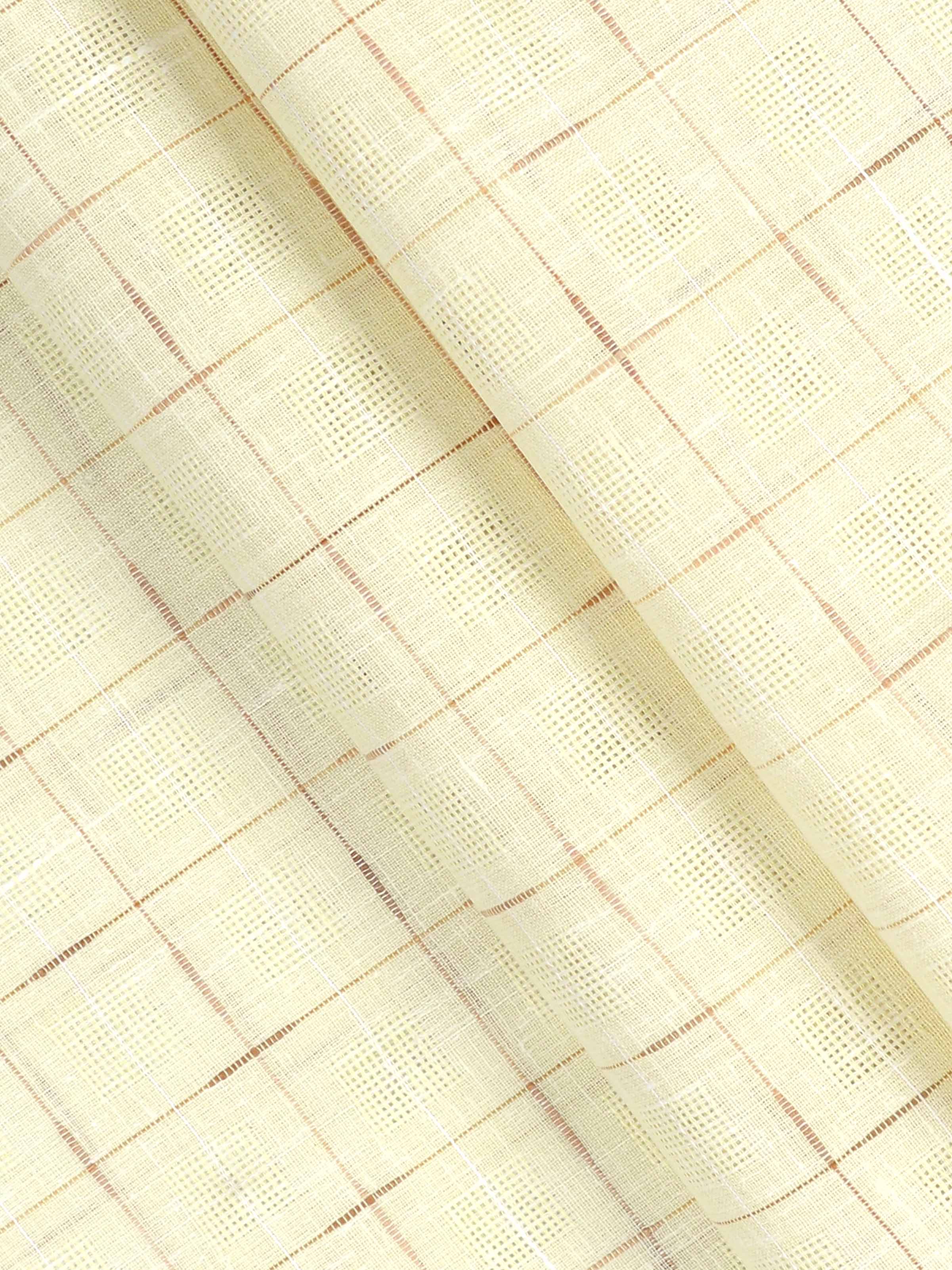 Cotton Yellow & Brown Colour Checked Shirt Fabric Infinity