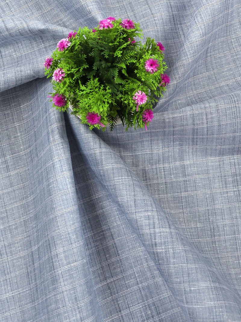 Cotton Colour Stripe Shirt Fabric Blue & Grey High Style