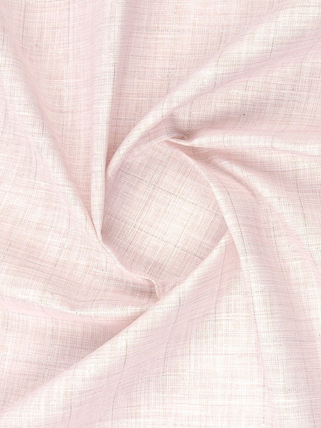 Cotton Rich Silver Jari Checked Shirt Fabric Peach Galaxy Art