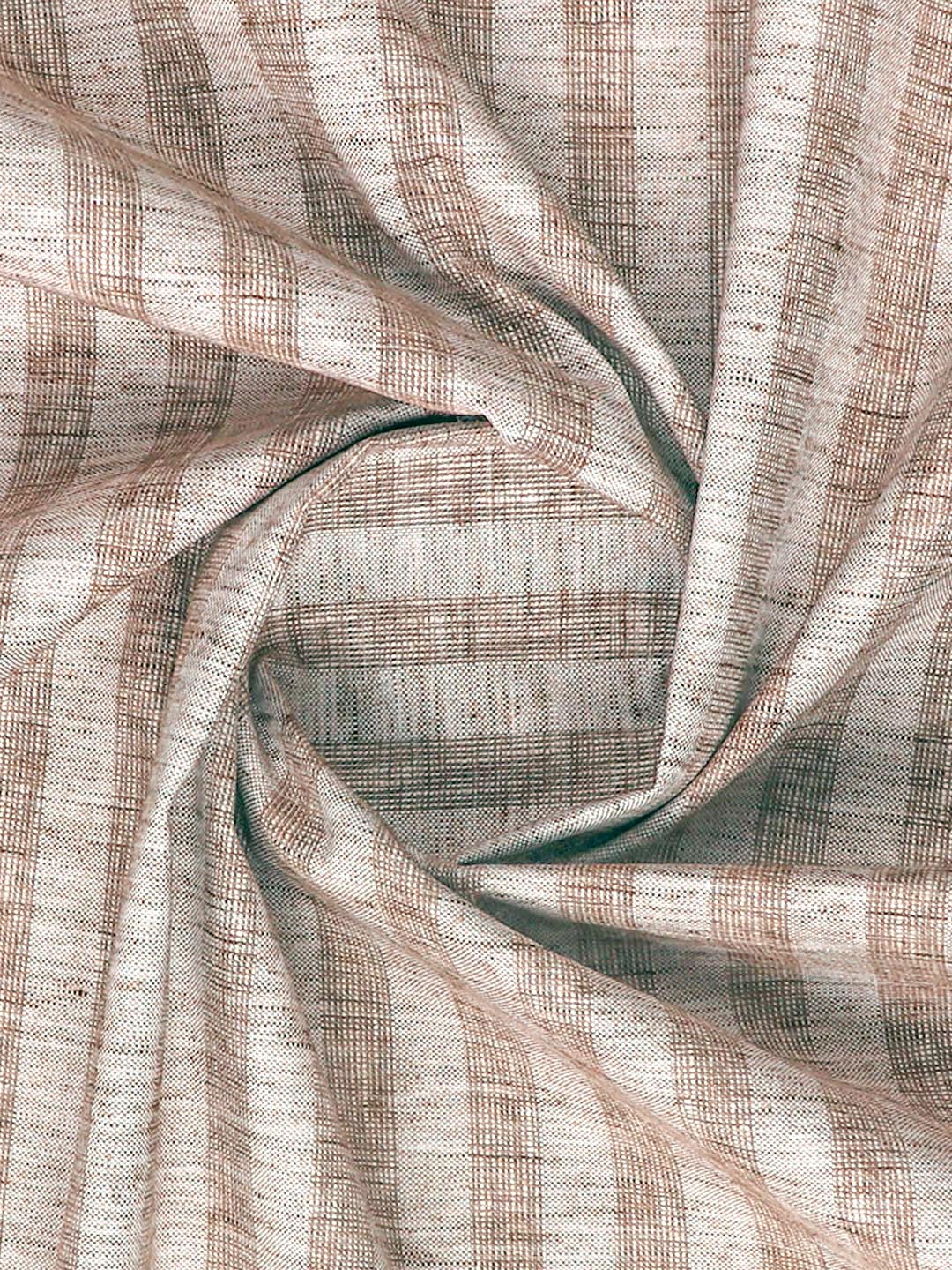 Mens Cotton Rich Striped Shirt Fabric Brown Galaxy Art