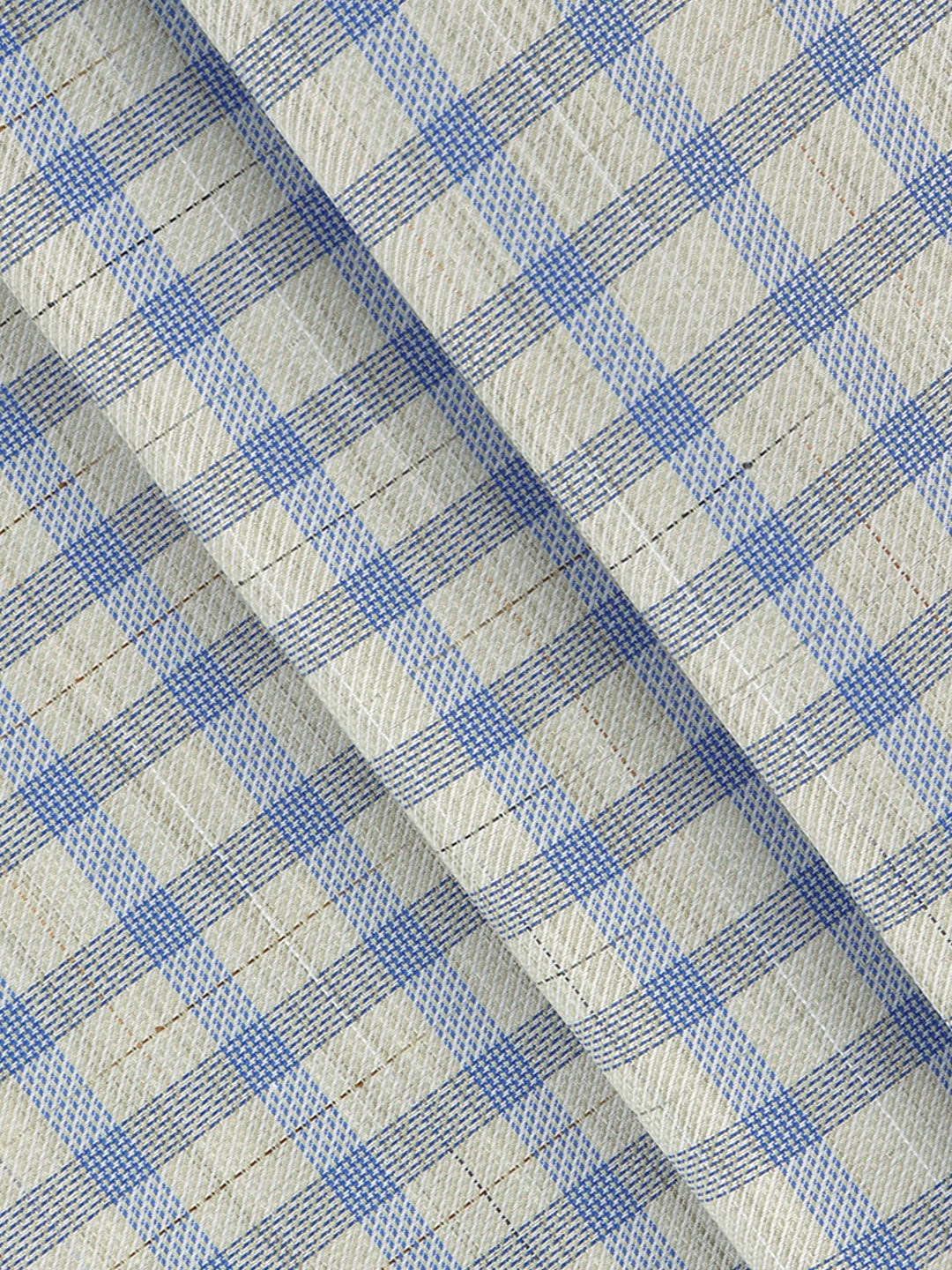 Men Cotton Rich Checked Shirt Fabric Green with Blue High Style