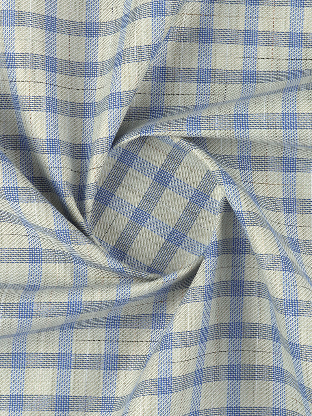 Men Cotton Rich Checked Shirt Fabric Green with Blue High Style