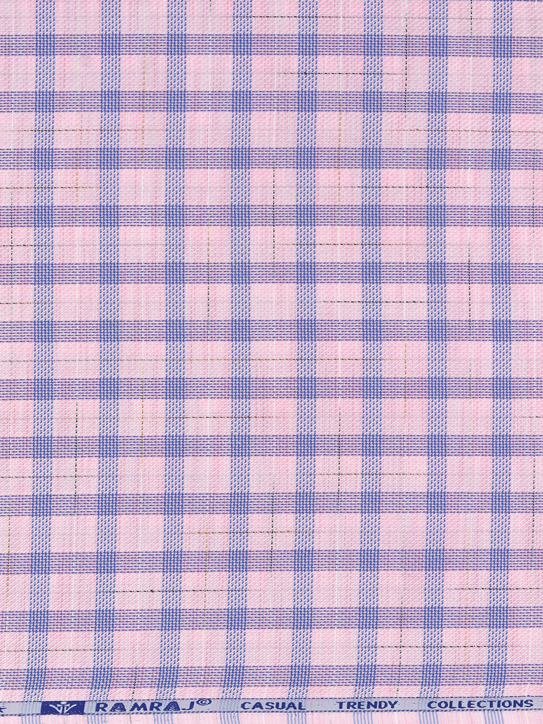 Cotton Blend Self Design Fabric Pink with Blue High Style
