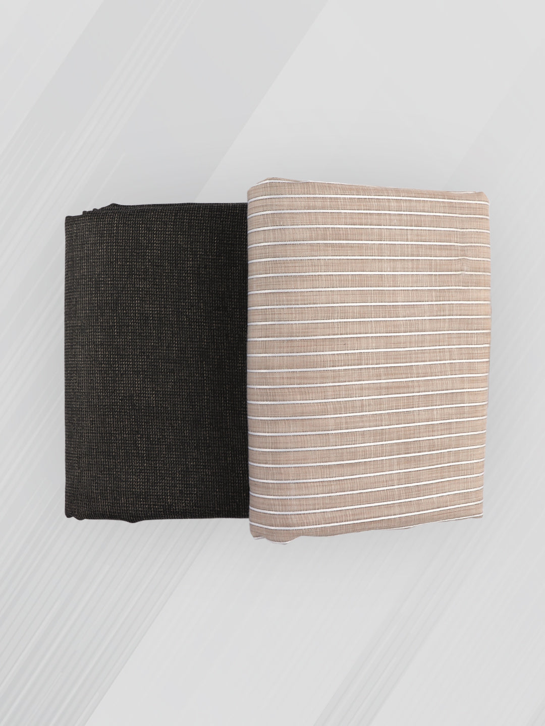 Men Cotton Blend Striped Brown Shirting & Suiting Gift Box SS177