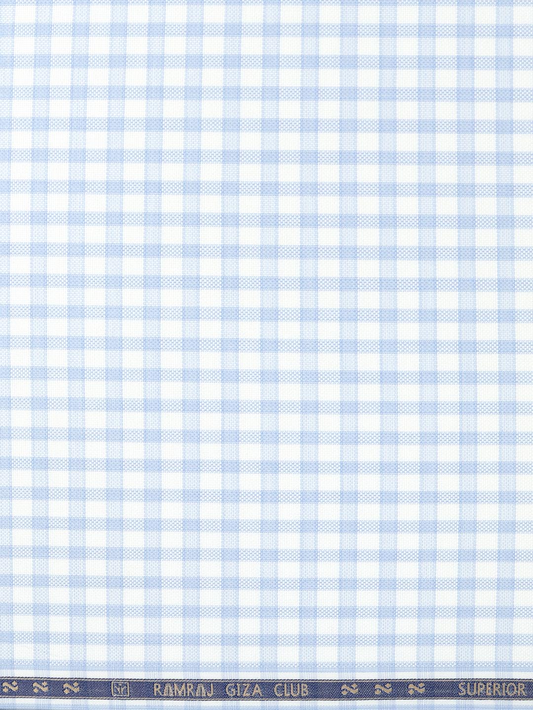 Men Cotton Checked Blue with White Shirt Fabric Jackpot