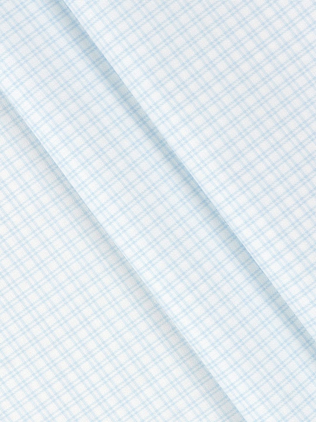 Men Giza Cotton Blend Checked White and Light Blue Shirt Fabric Jackpot