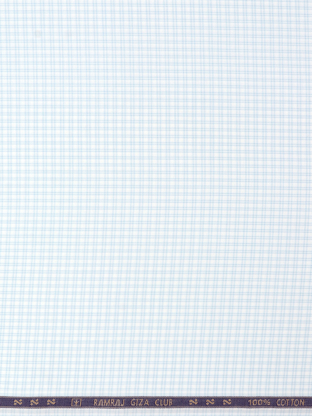 Men Giza Cotton Blend Checked White and Light Blue Shirt Fabric Jackpot
