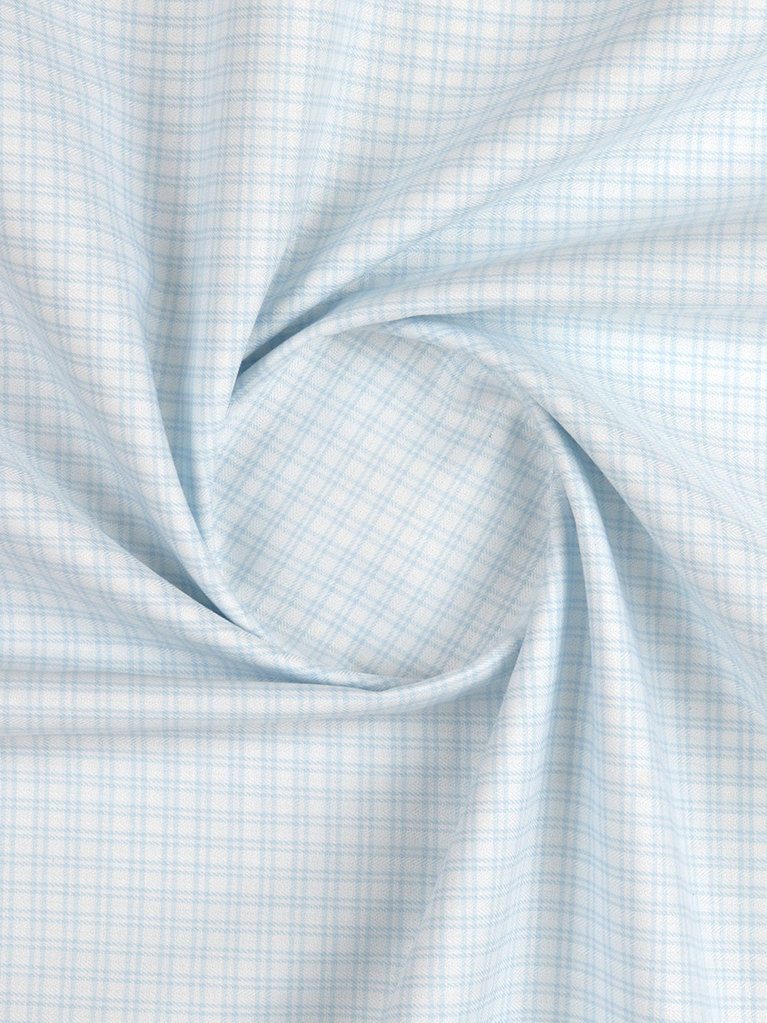 Men Giza Cotton Blend Checked White and Light Blue Shirt Fabric Jackpot