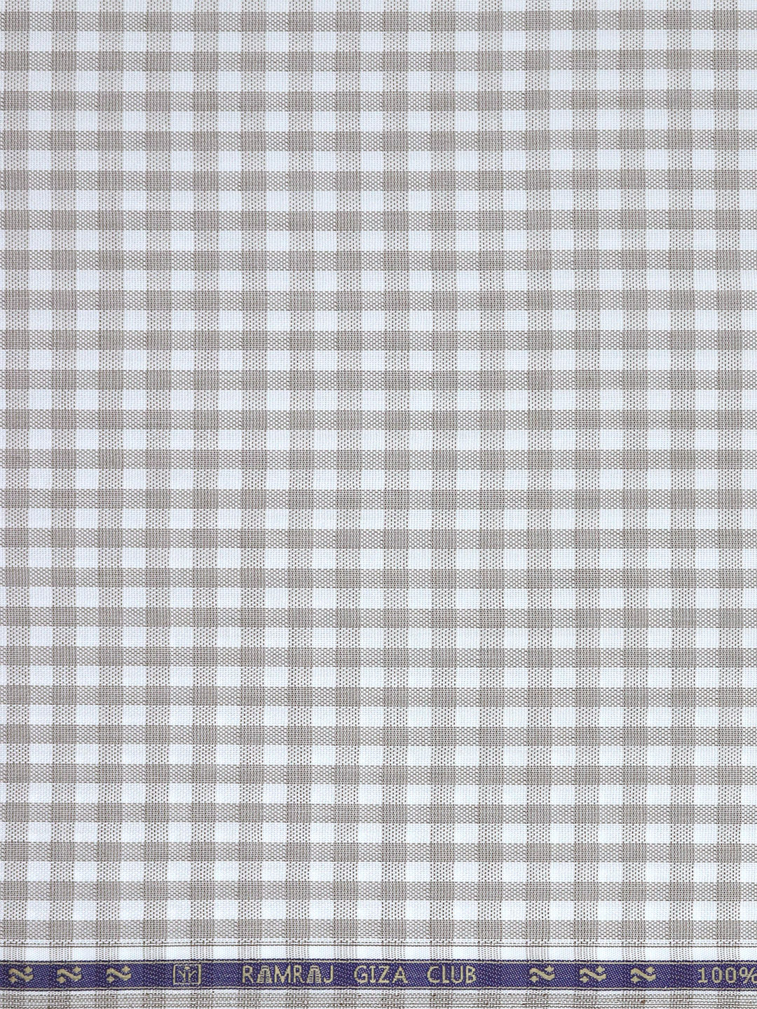 Mens Cotton Checked Shirt Fabric White with Brown Jackpot