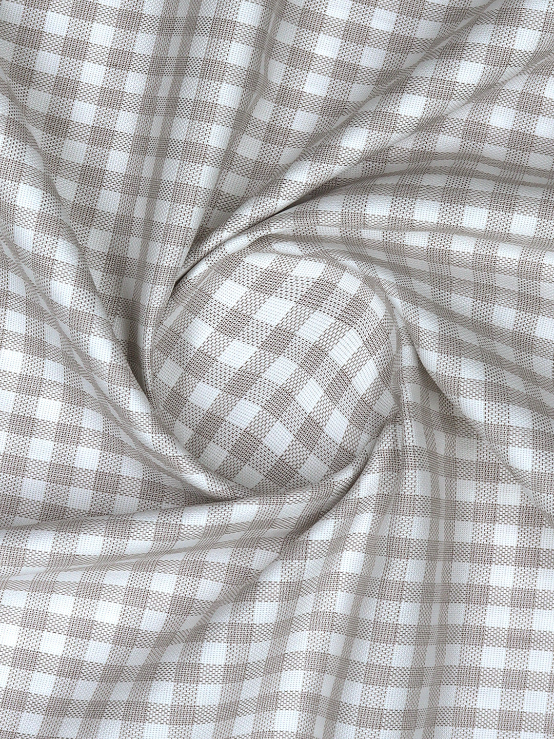 Mens Cotton Checked Shirt Fabric White with Brown Jackpot