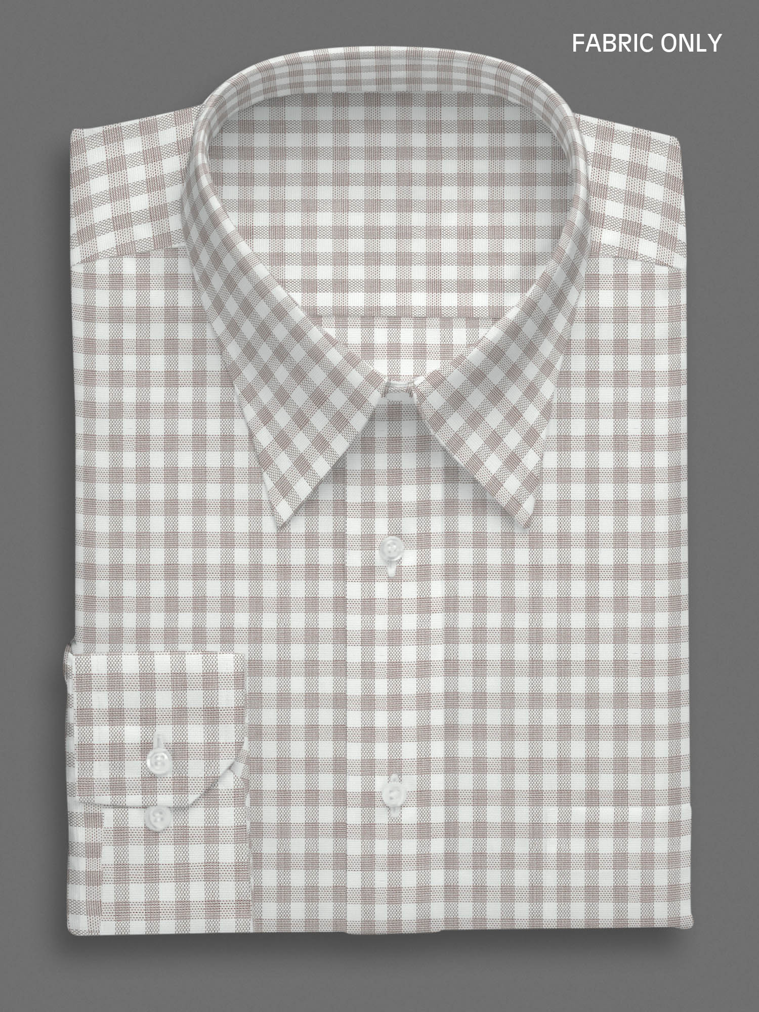 Mens Cotton Checked Shirt Fabric White with Brown Jackpot