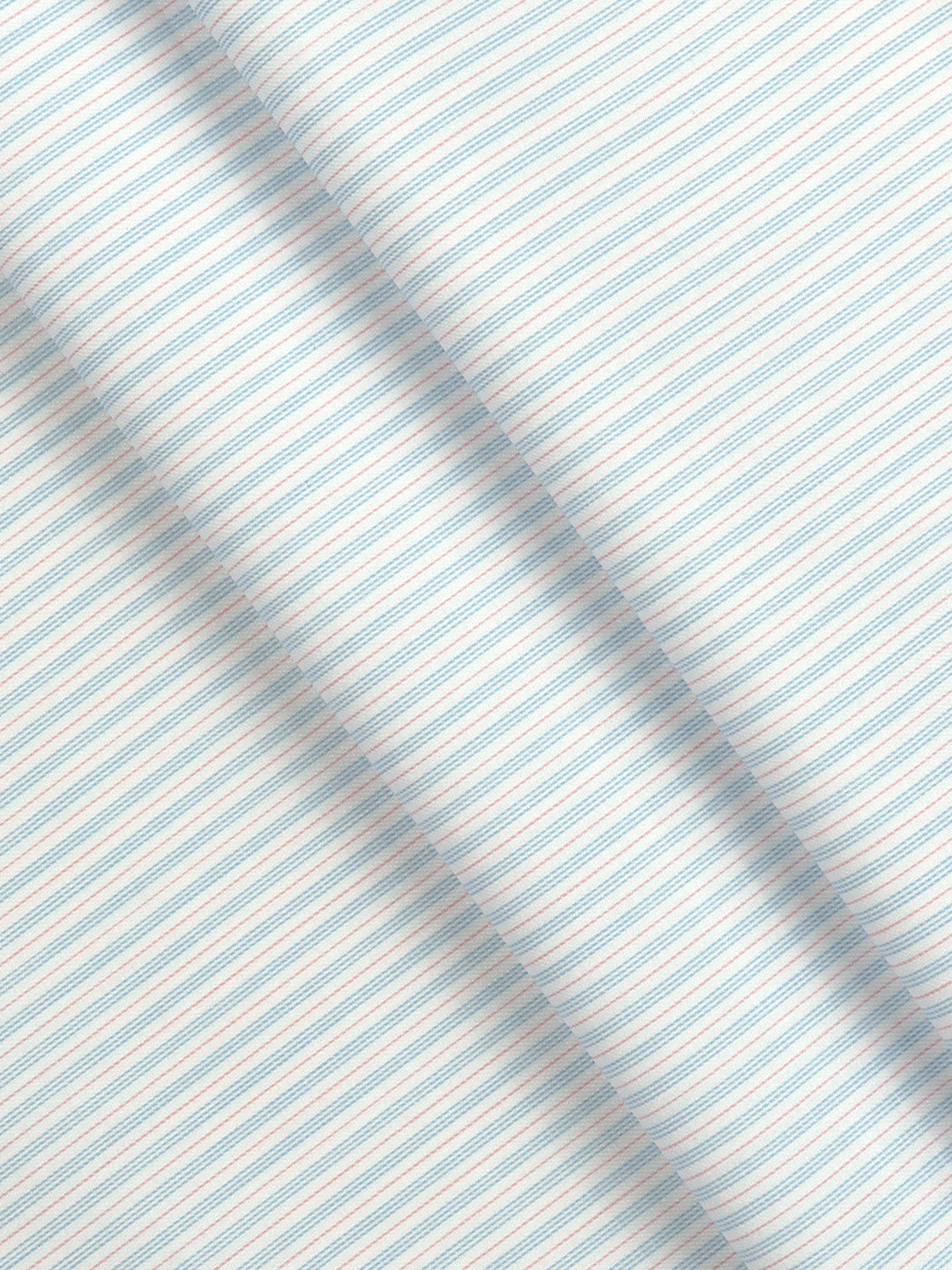 Men Giza Cotton Blend Striped White with Blue Shirt Fabric Jackpot