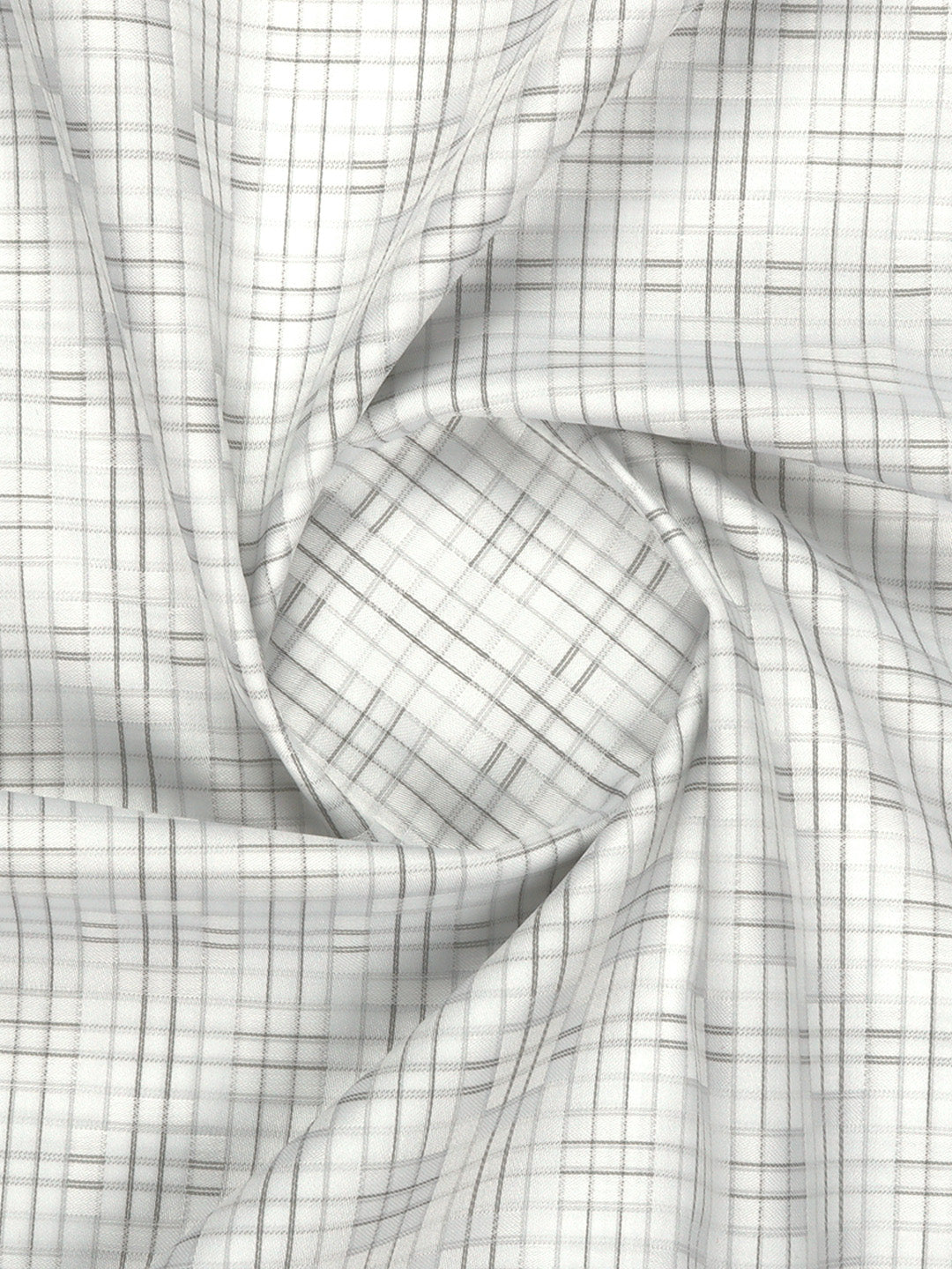 Men Giza Cotton Blend Checked White Shirt Fabric Jackpot