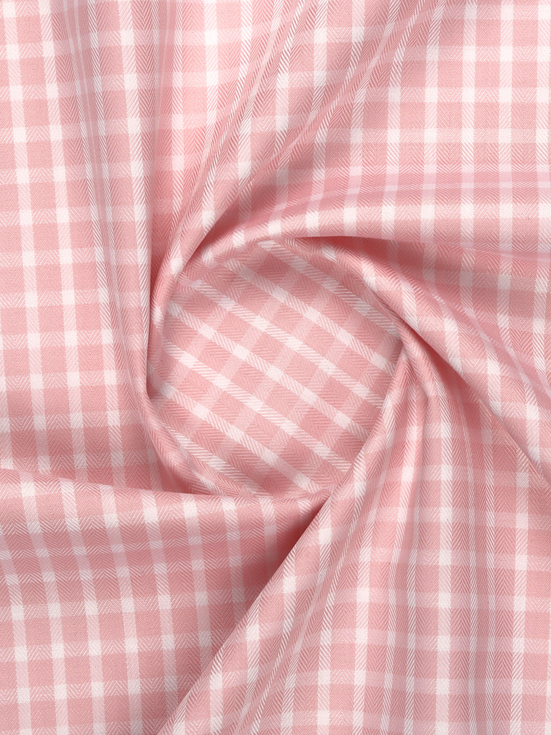 Men Giza Cotton Blend Checked Pink Shirt Fabric Jackpot