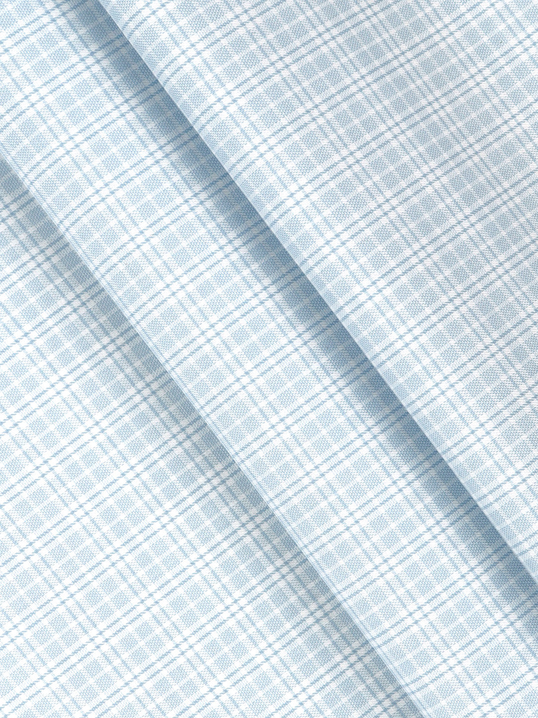 Men Giza Cotton Blend Checked Light Blue Shirt Fabric Jackpot