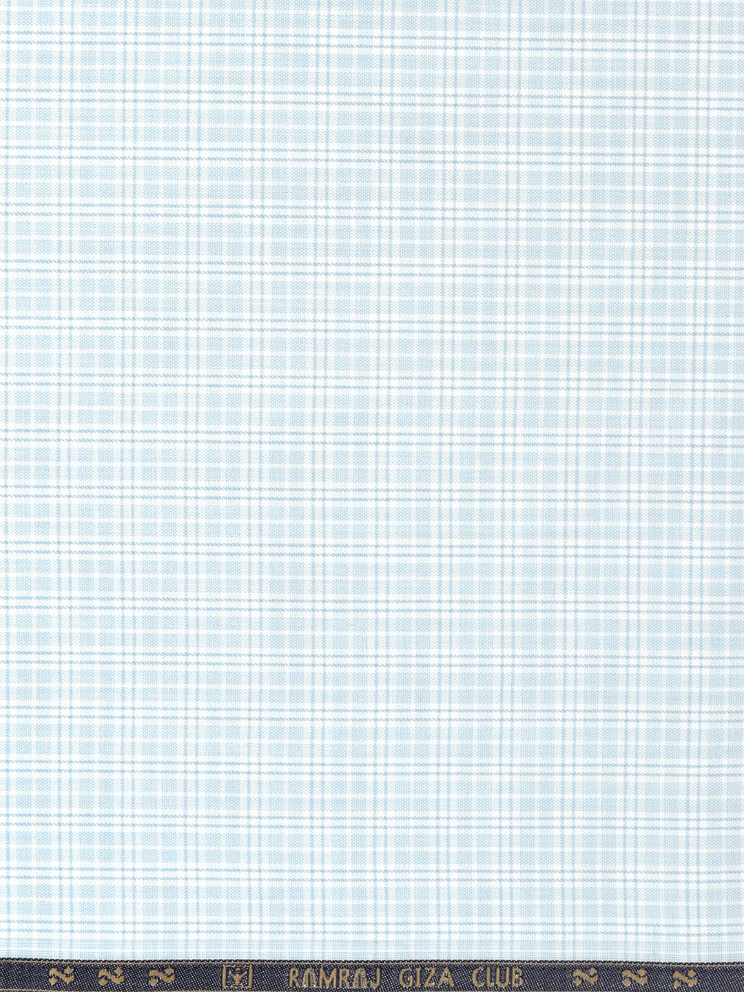 Men Giza Cotton Blend Checked Light Blue Shirt Fabric Jackpot