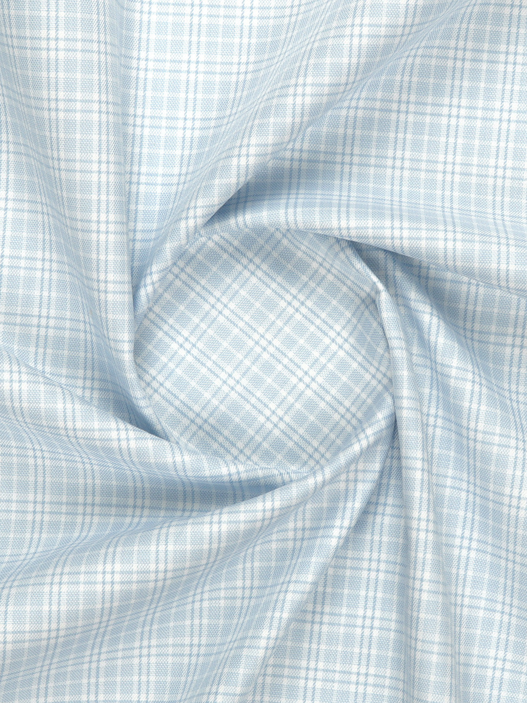 Men Giza Cotton Blend Checked Light Blue Shirt Fabric Jackpot