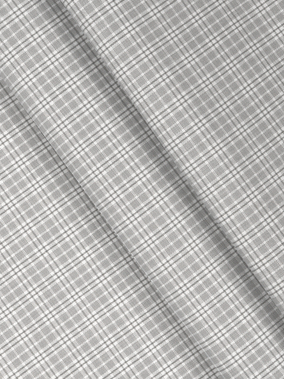 Men Giza Cotton Blend Checked Grey Shirt Fabric Jackpot