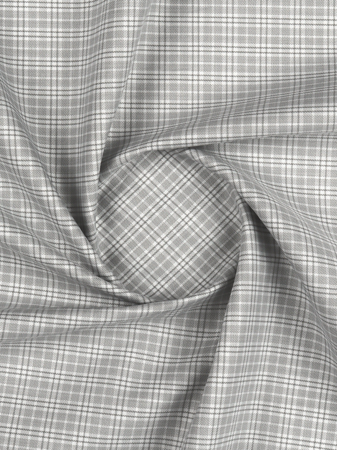 Men Giza Cotton Blend Checked Grey Shirt Fabric Jackpot