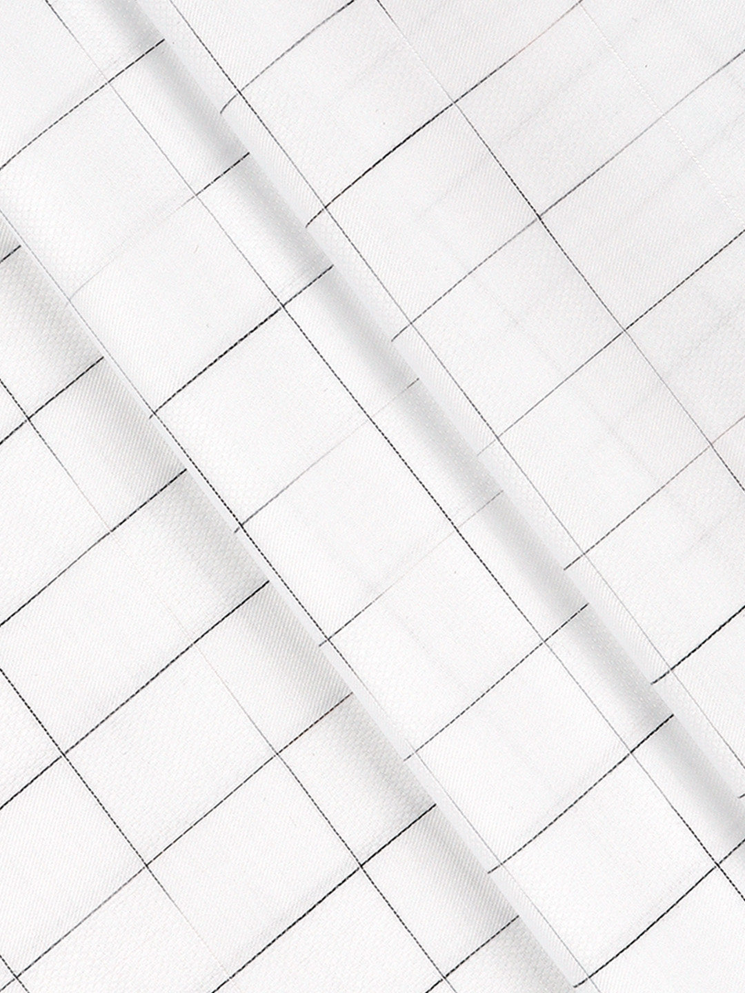 Men Giza Cotton Blend Checked White Shirt Fabric Jackpot