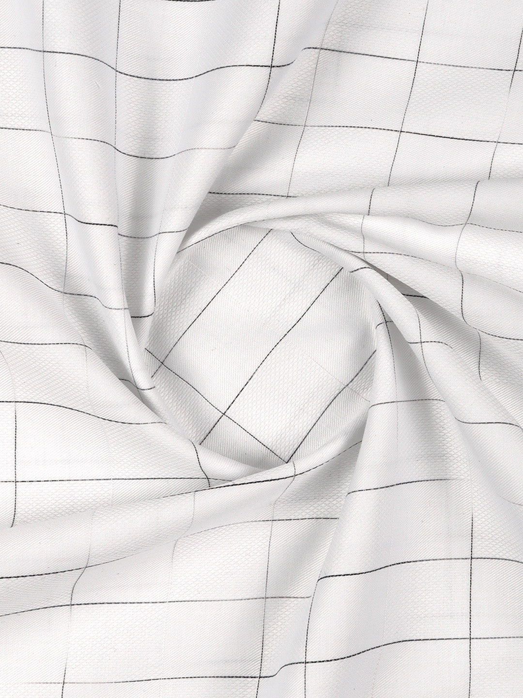 Men Giza Cotton Blend Checked White Shirt Fabric Jackpot
