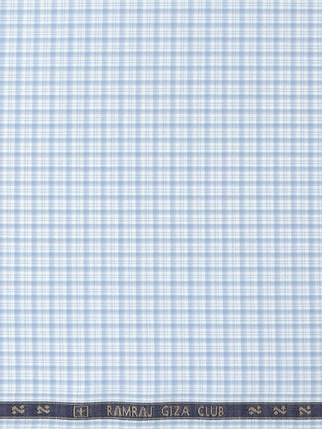 Men Giza Cotton Blend Checked White with Blue Shirt Fabric Jackpot