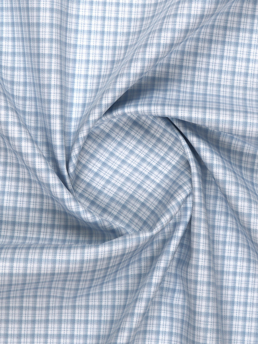 Men Giza Cotton Blend Checked White with Blue Shirt Fabric Jackpot