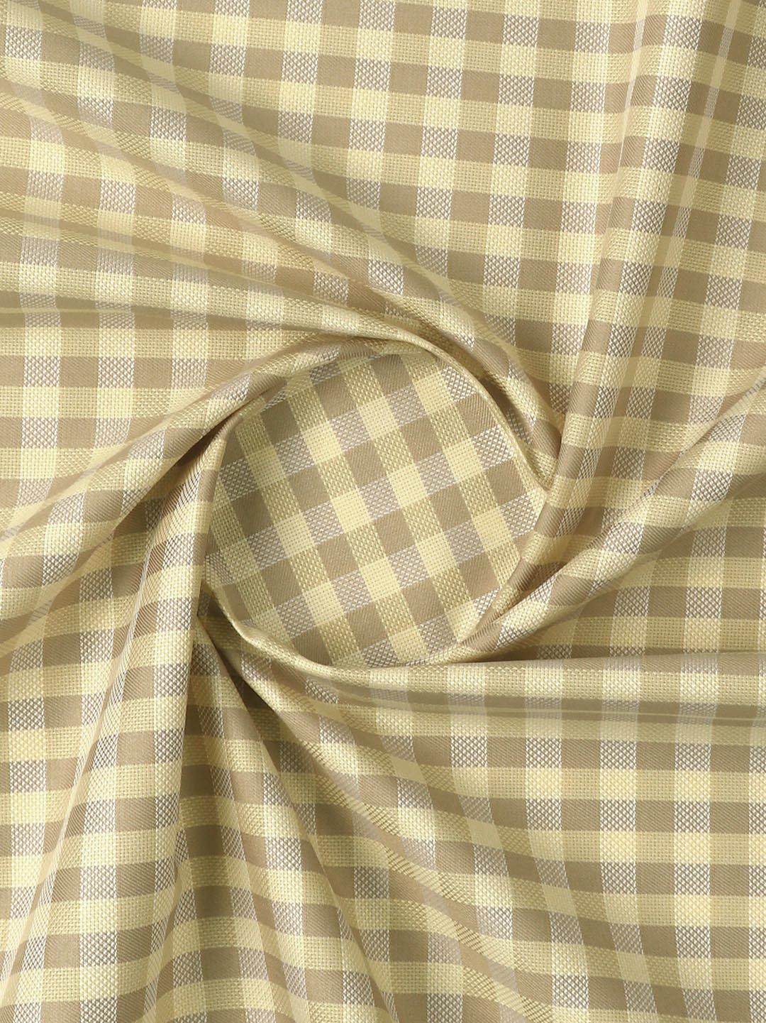 Mens Cotton Checked Yellow Shirt Fabric Jackpot