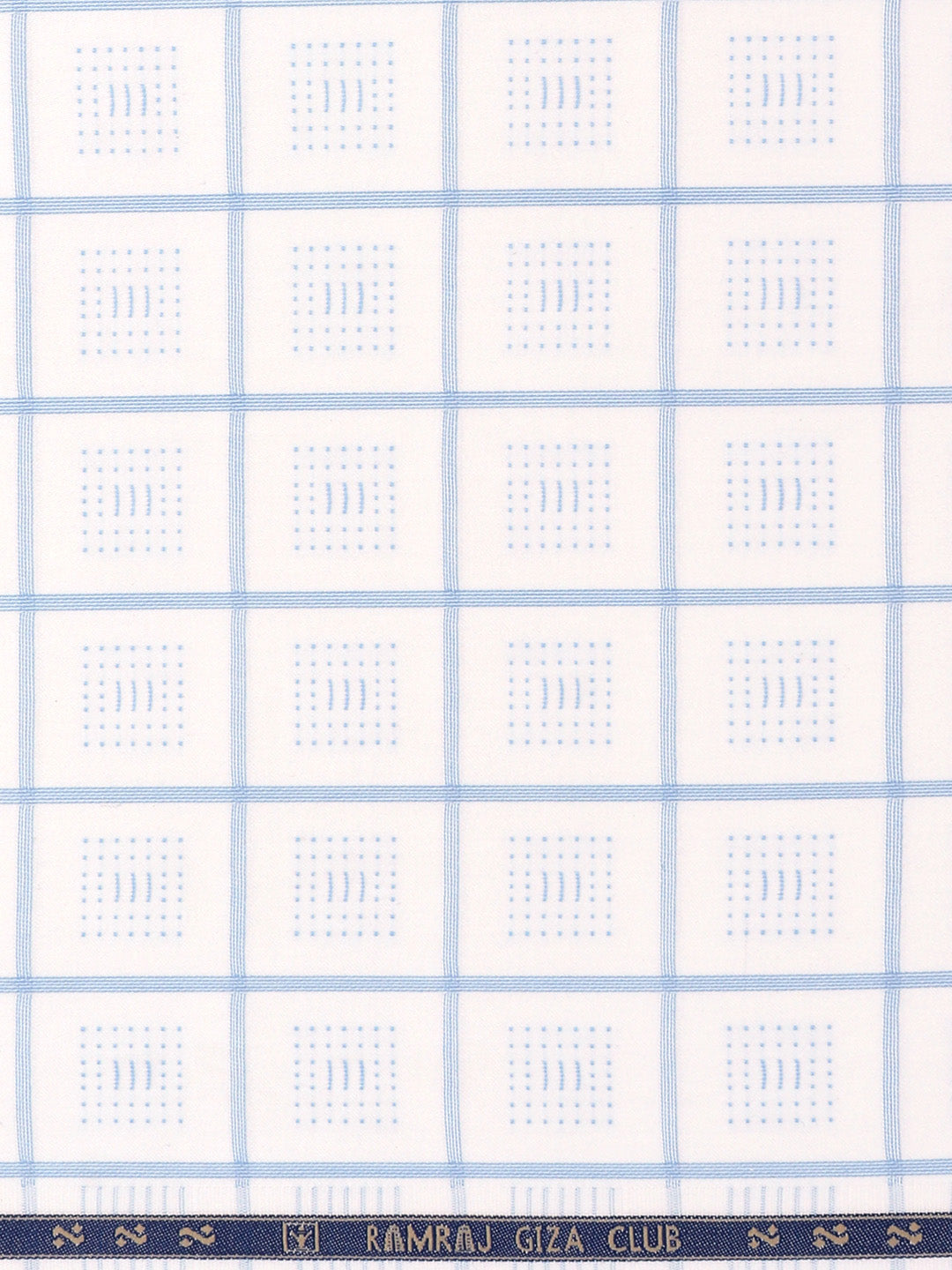 Men 100% Giza Cotton Checked White Shirt Fabric Giza Crown