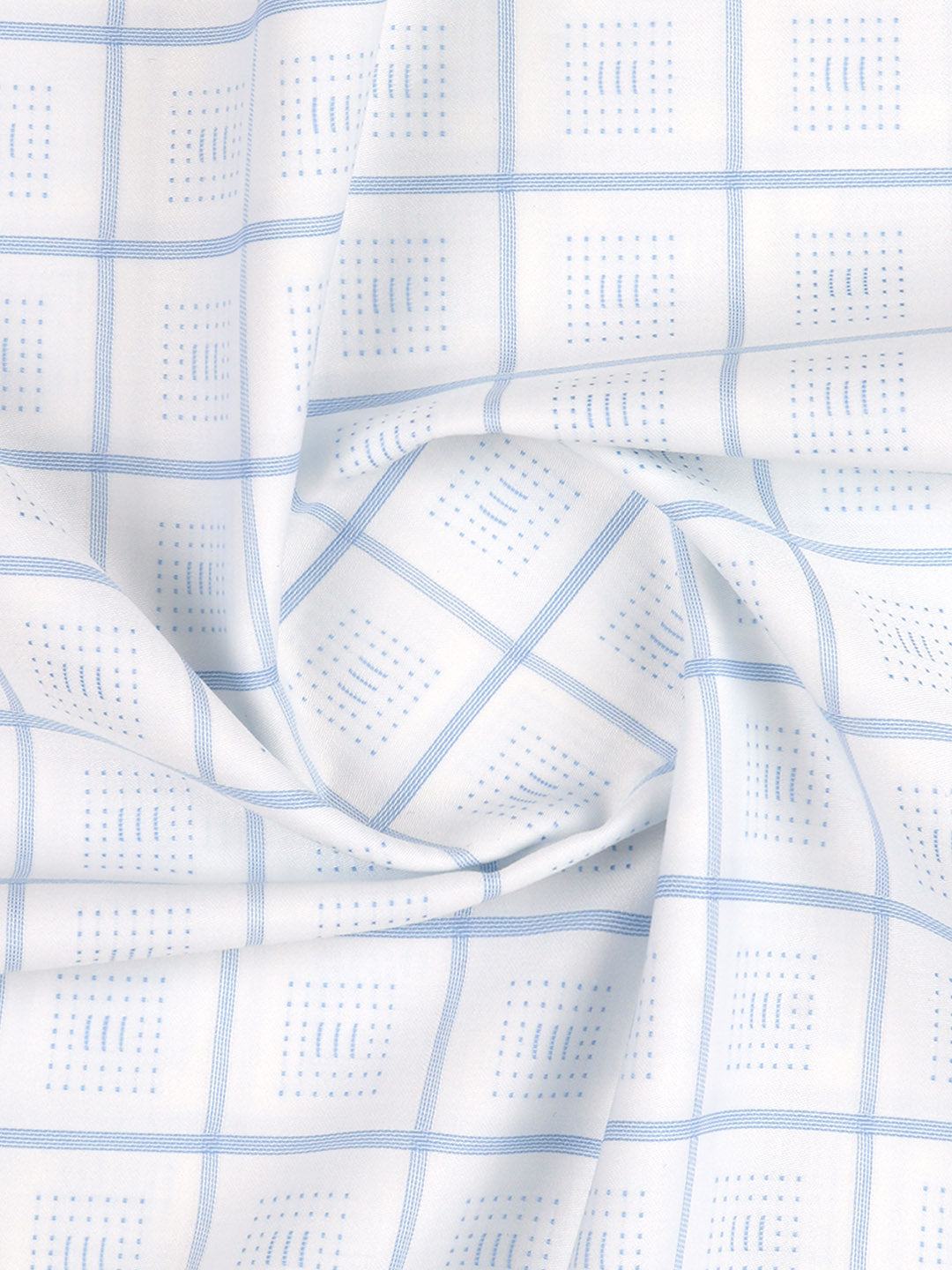 Men 100% Giza Cotton Checked White Shirt Fabric Giza Crown