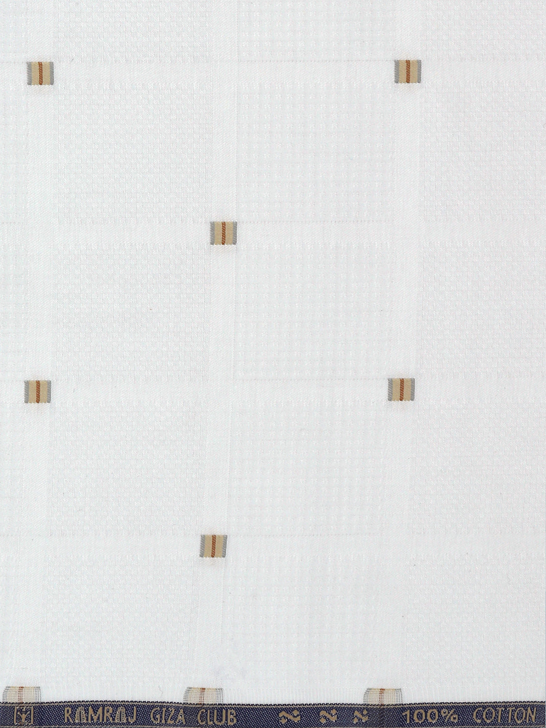 Men 100% Giza Cotton Checked White Shirt Fabric Giza Crown