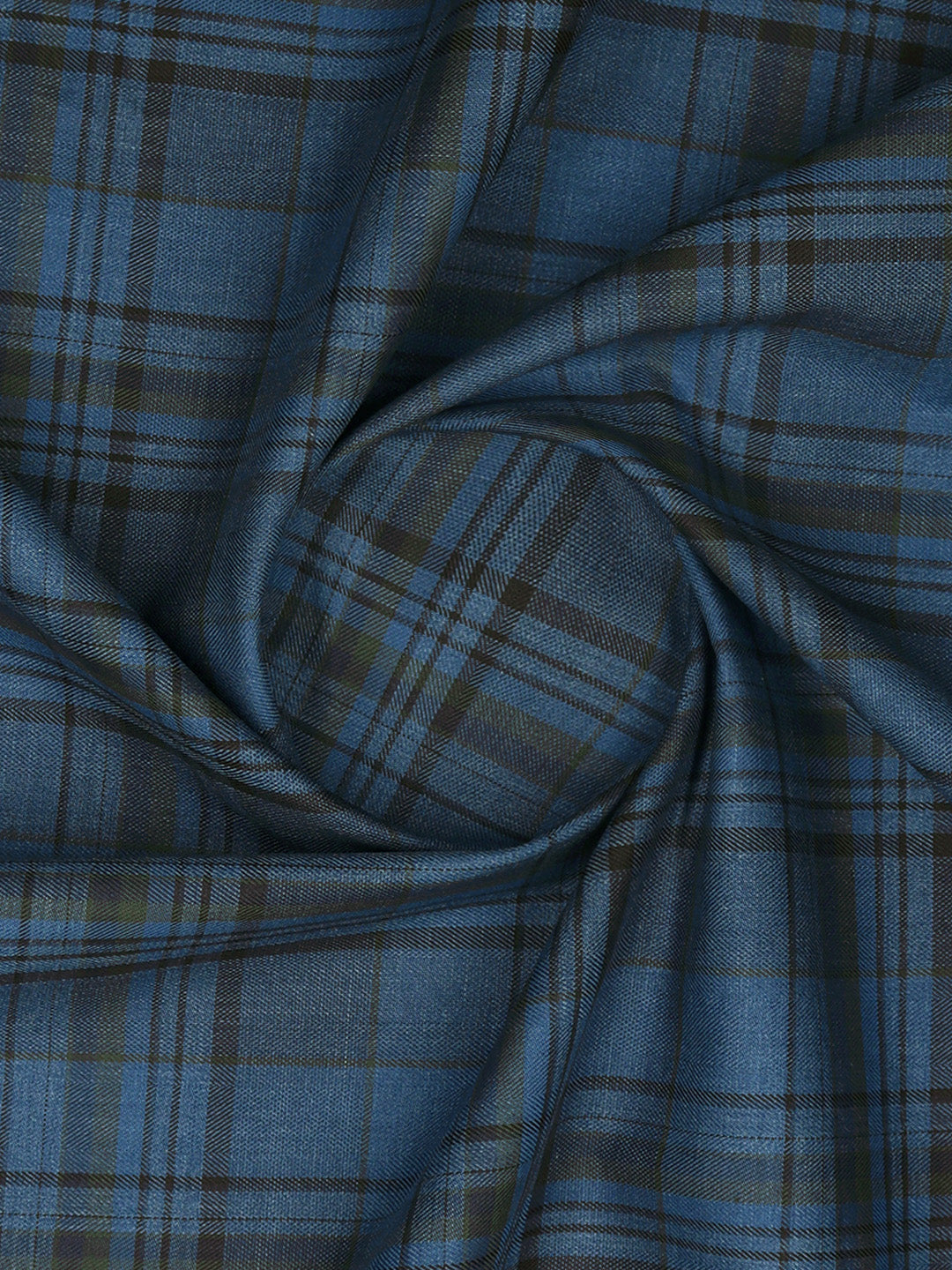 Men 100%Cotton Checked Blue Shirt Fabric Grand Unique