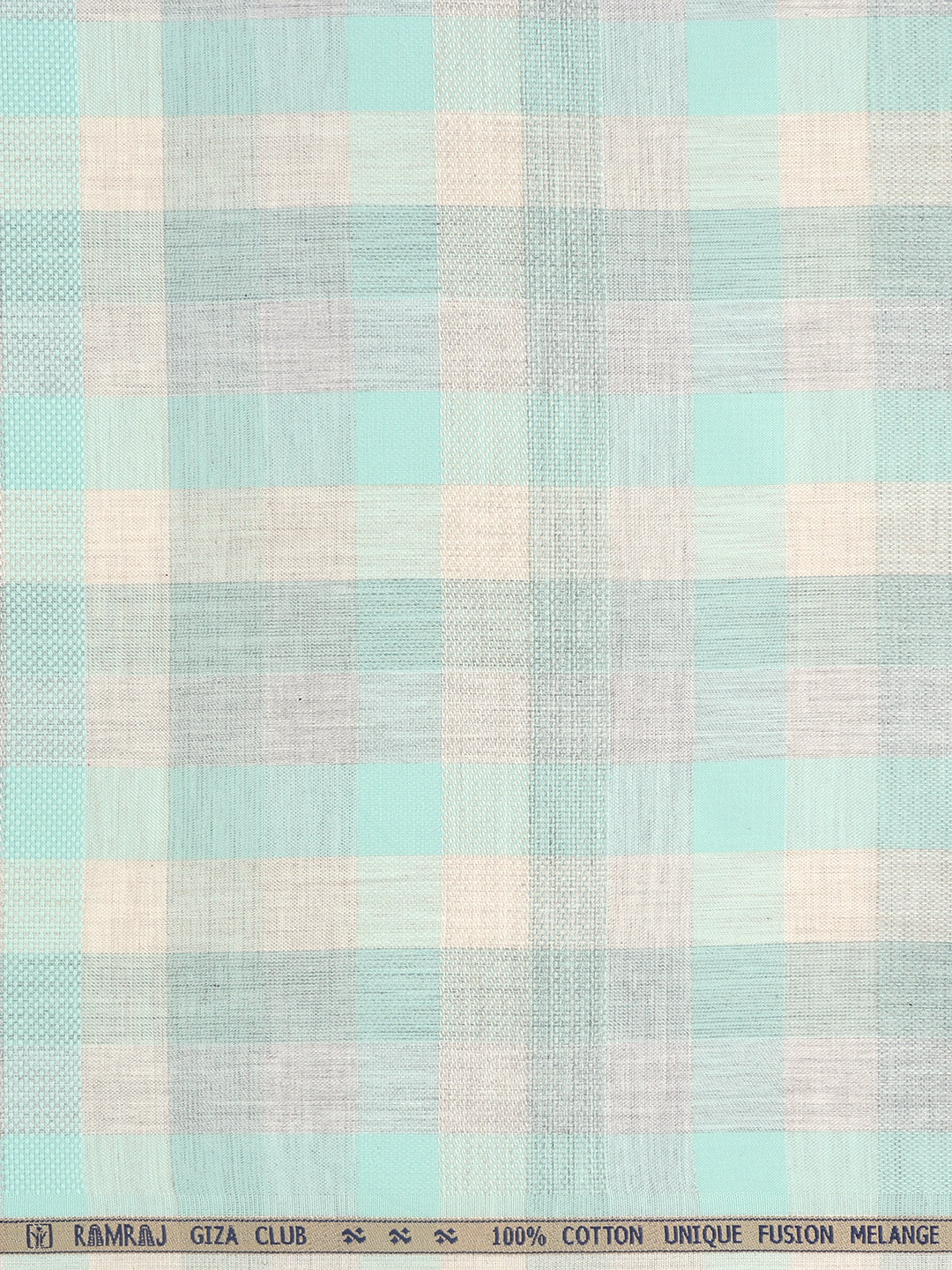 Men 100%Cotton Checked Shirt Fabric Light Blue with Grey Grand Unique