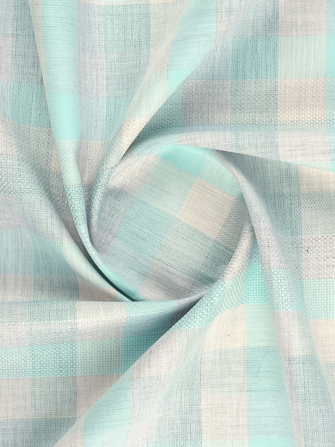 Men 100%Cotton Checked Shirt Fabric Light Blue with Grey Grand Unique