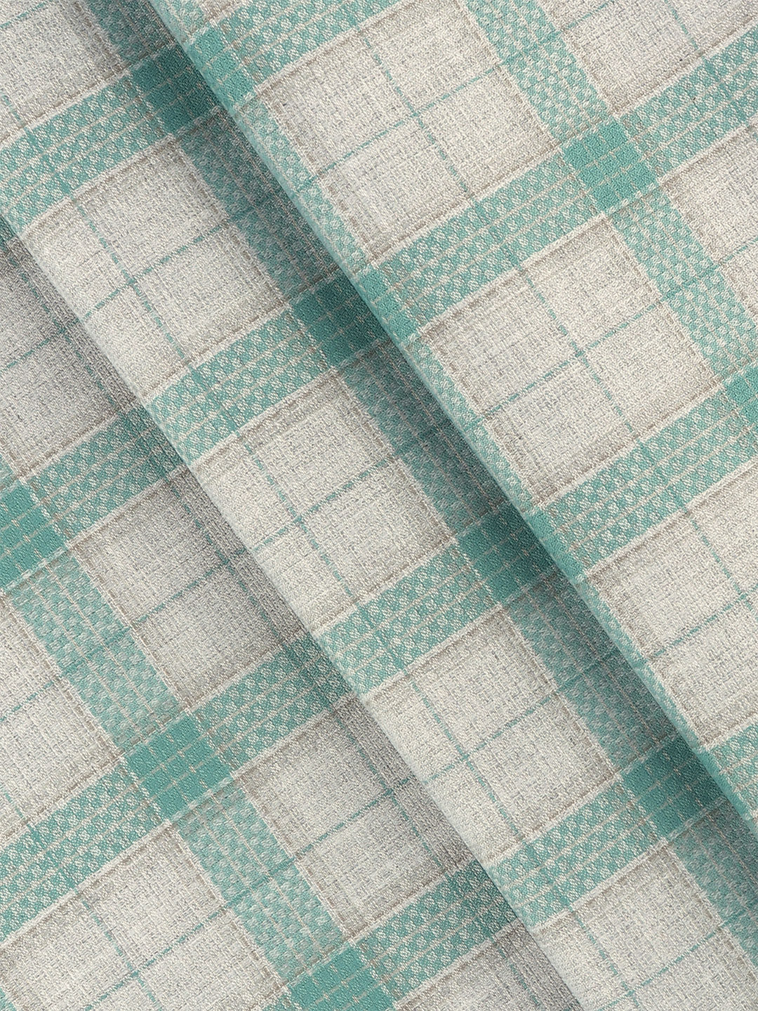 Men 100%Cotton Checked Shirt Fabric Grey with Green Grand Unique