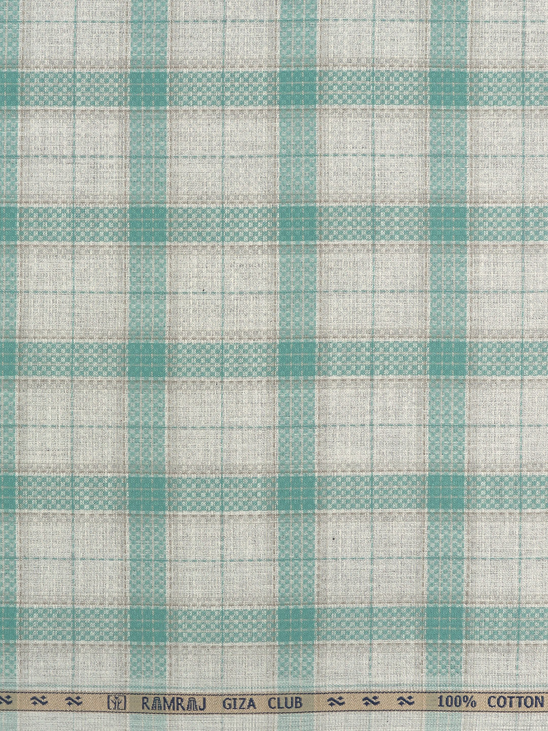 Men 100%Cotton Checked Shirt Fabric Grey with Green Grand Unique