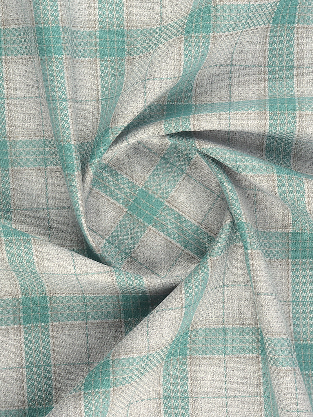 Men 100%Cotton Checked Shirt Fabric Grey with Green Grand Unique