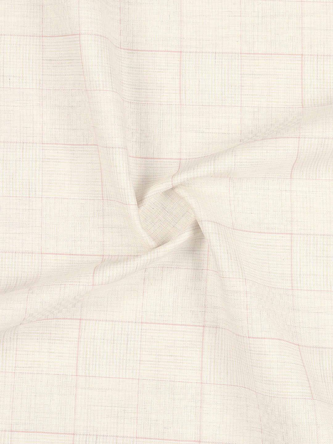 100% Giza Cotton Cream Checked Shirt Fabric Grand Unique