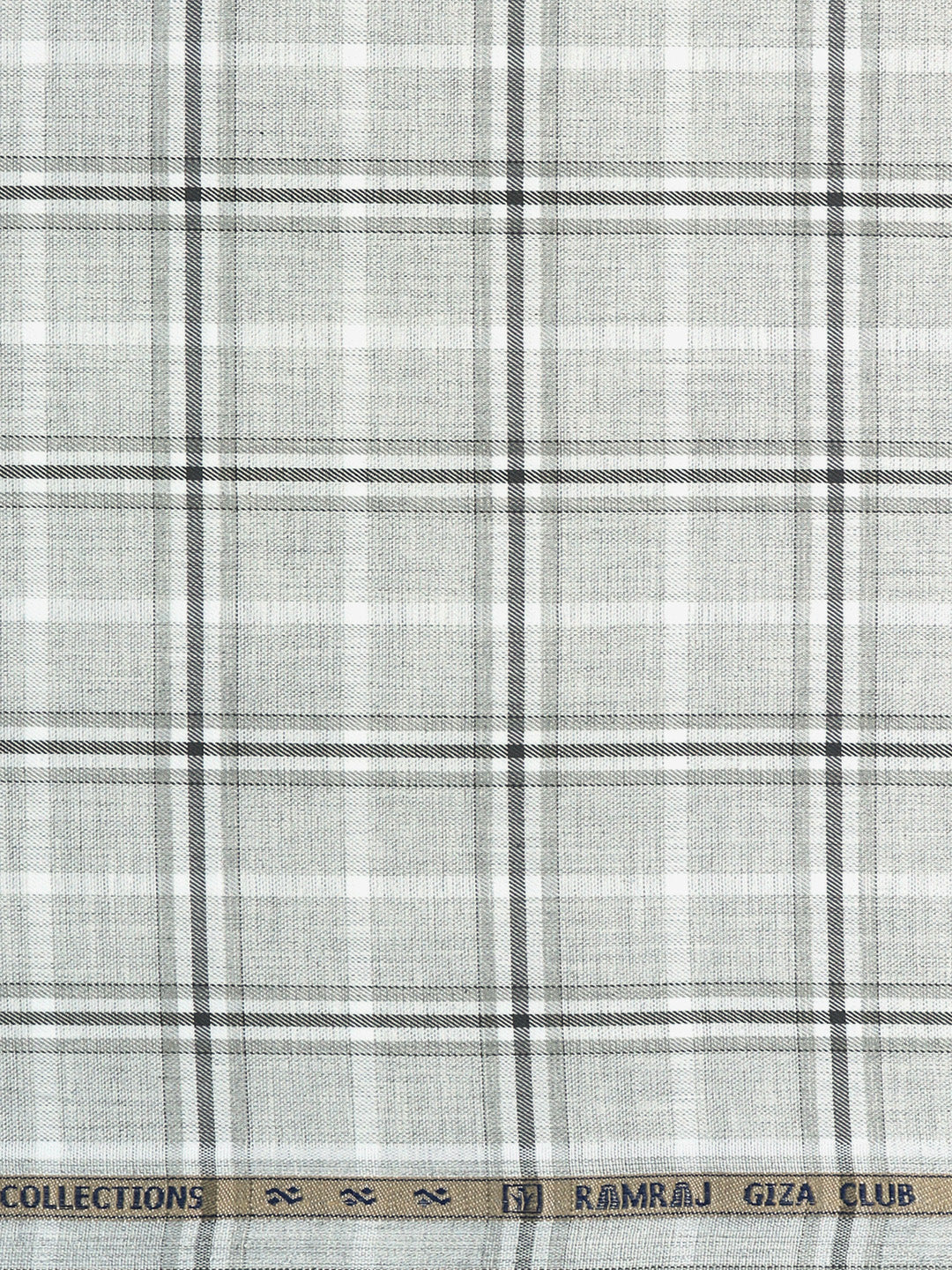 Men 100%Cotton Grey Checked Shirt Fabric Grand Unique