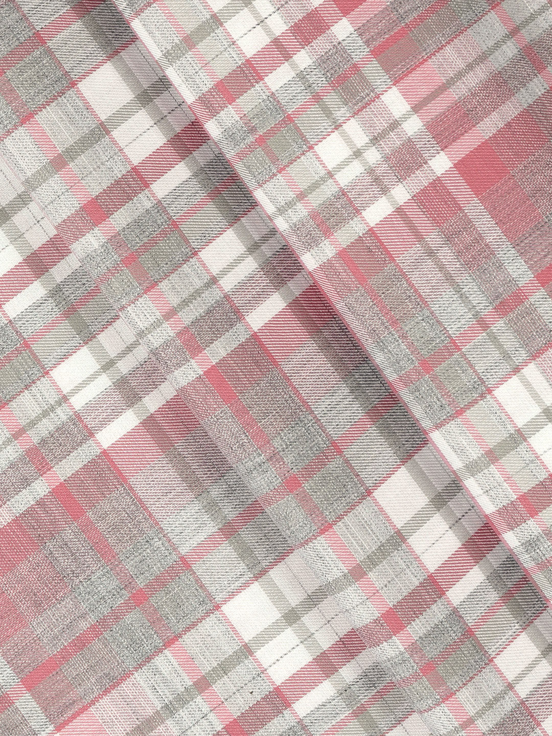 100% Giza Cotton Pink with White Checked Shirt Fabric Grand Unique