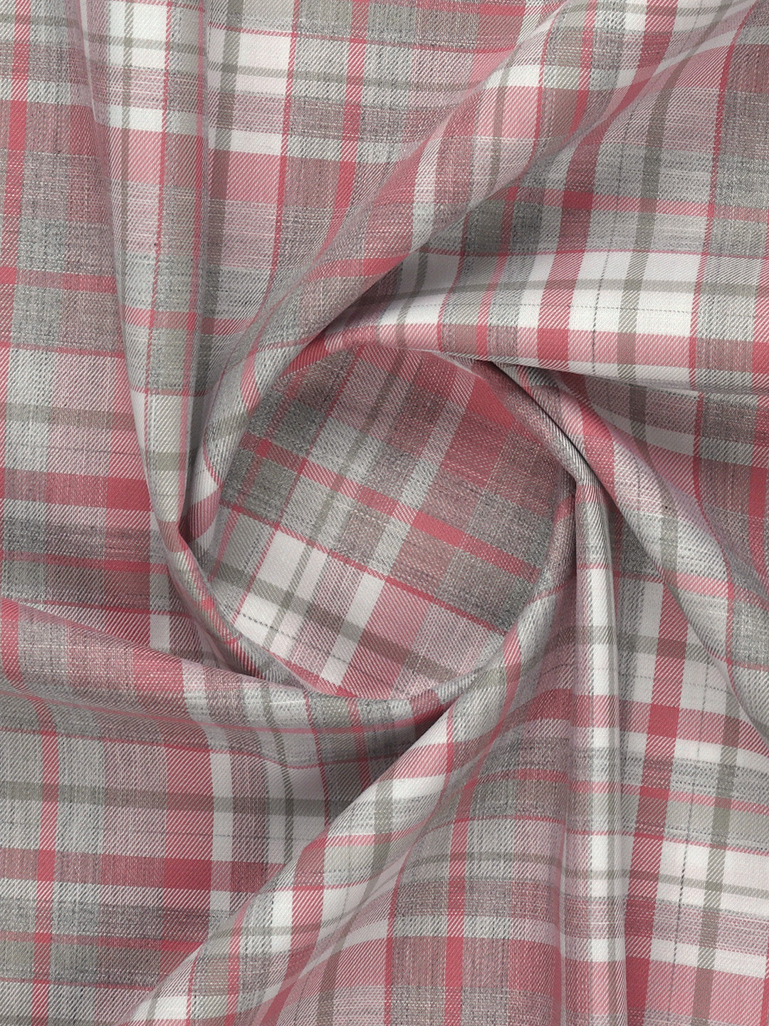 100% Giza Cotton Pink with White Checked Shirt Fabric Grand Unique