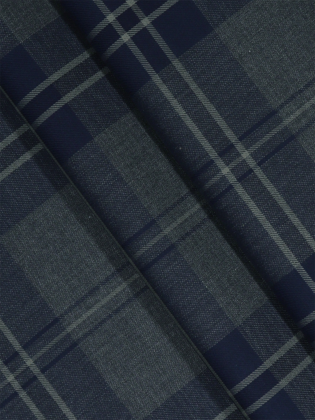 Men 100%Cotton Checked Shirt Fabric Dark Grey Grand Unique