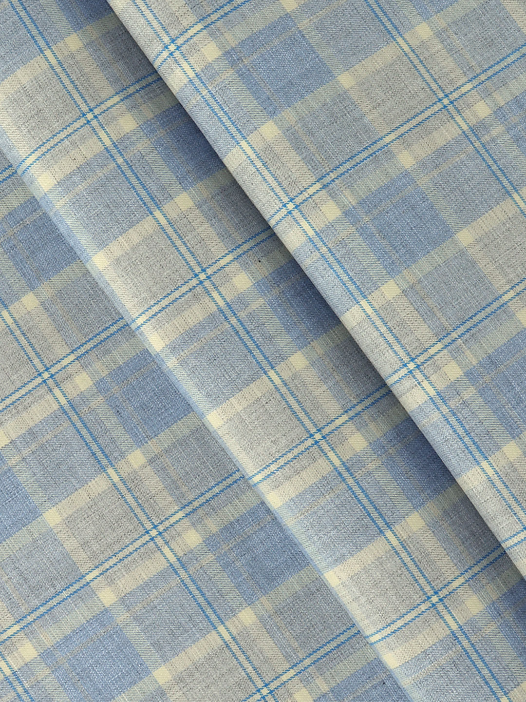 Men 100%Cotton Checked Shirt Fabric Blue Grand Unique