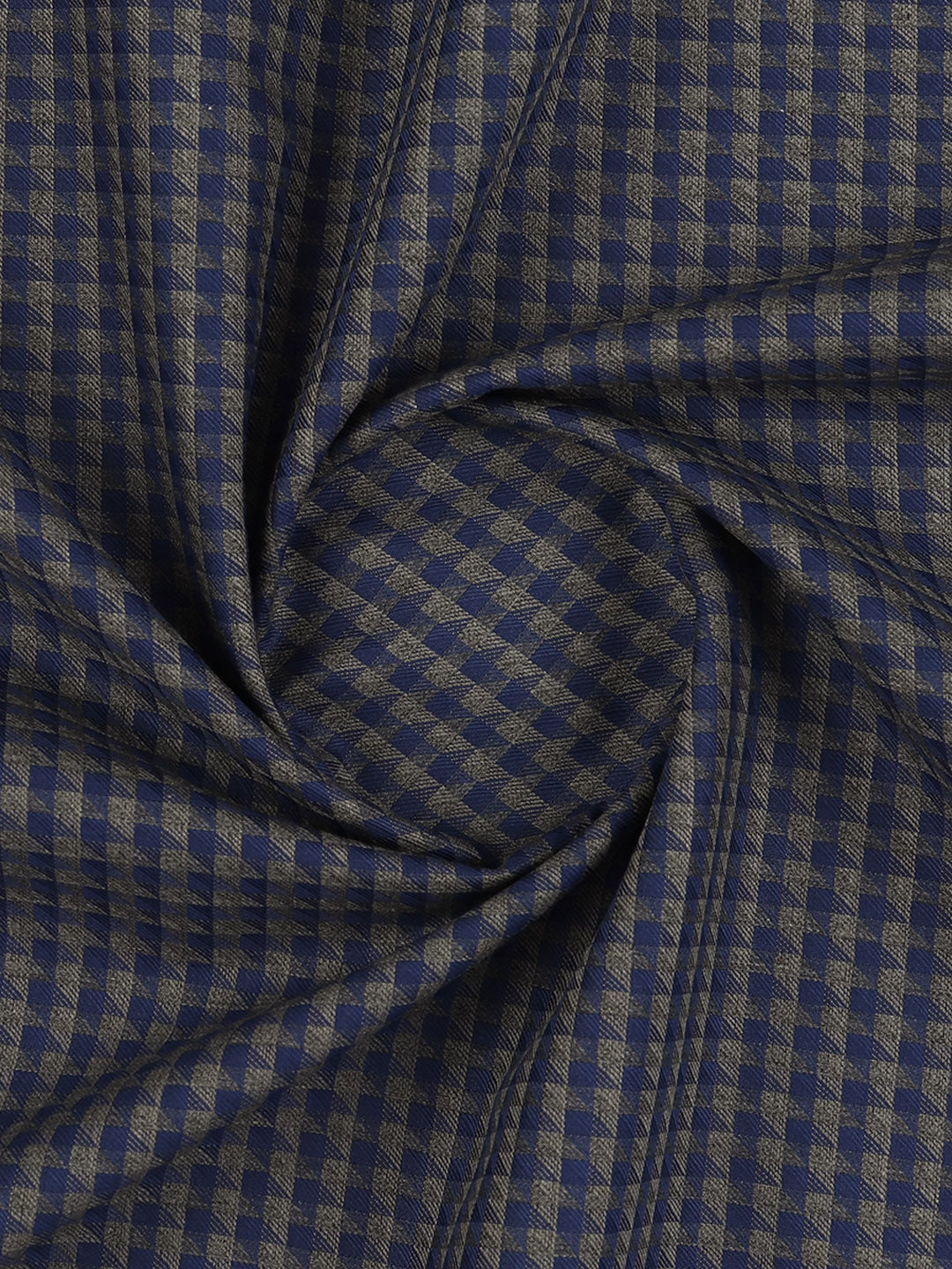 100% Giza Cotton Blue with Green Checked Shirt Fabric Grand Unique