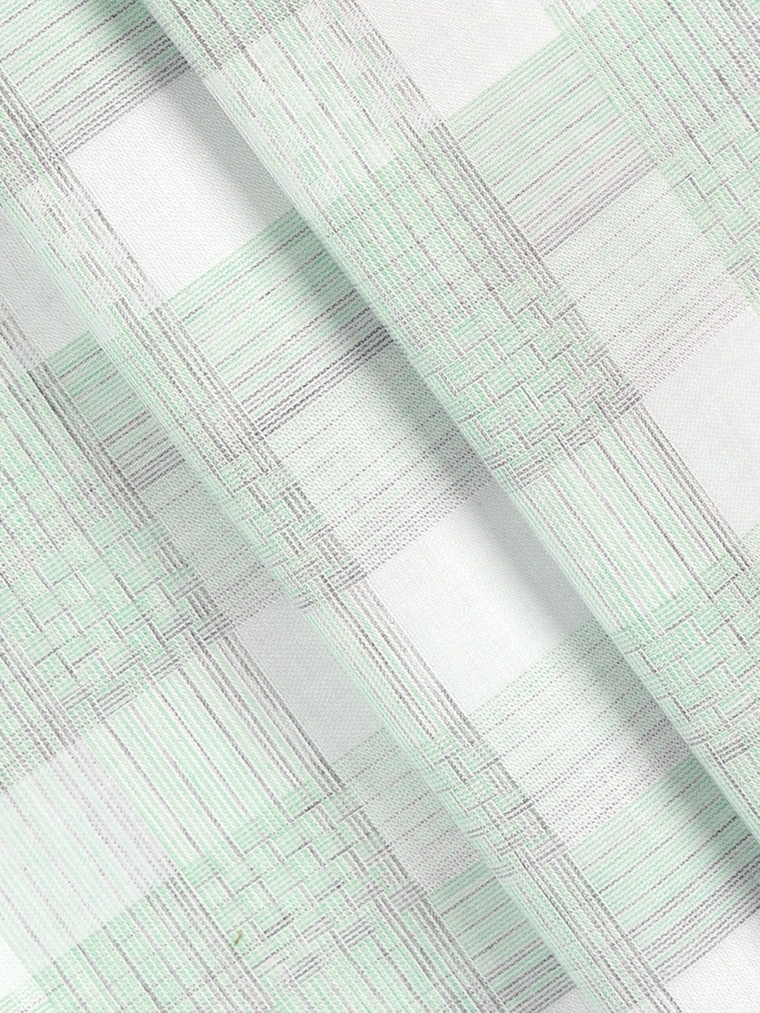 100% Giza Cotton Light Green with White Checked Shirt Fabric Grand Unique