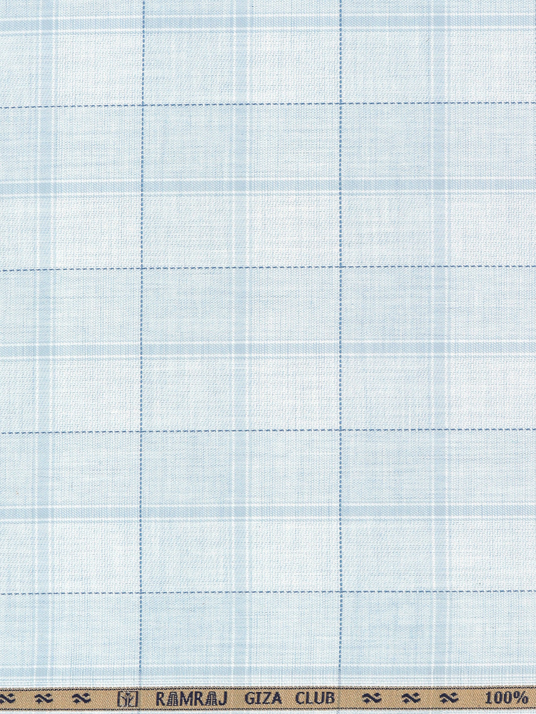 100% Giza Cotton Blue Checked Shirt Fabric Grand Unique