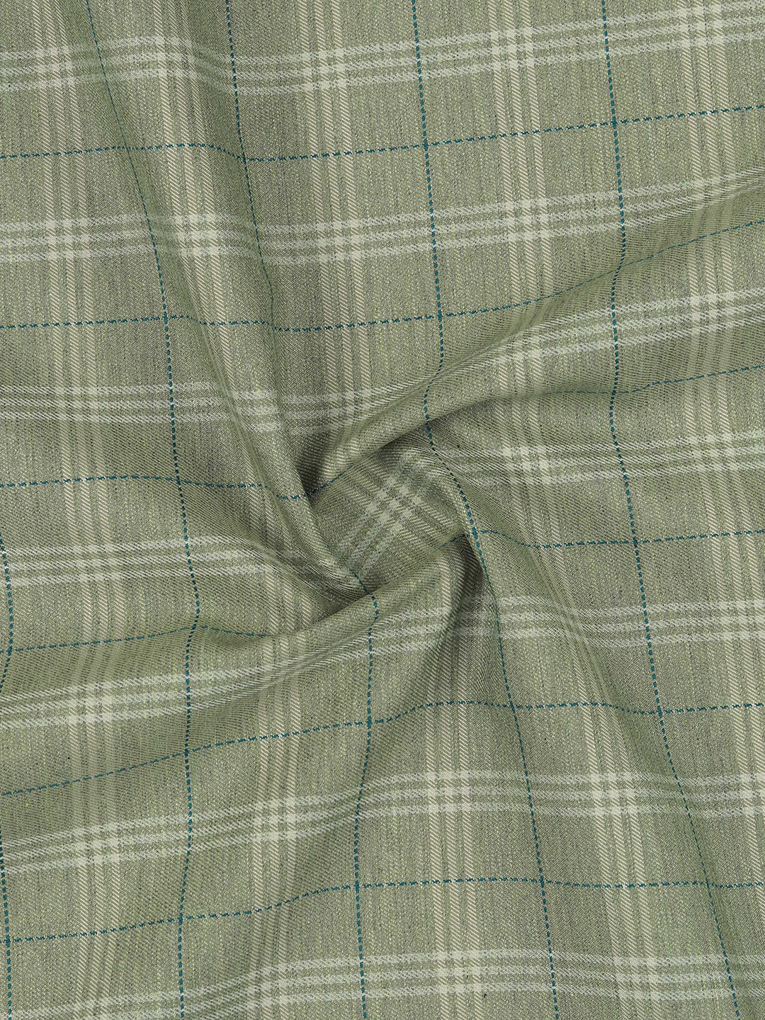 100% Giza Cotton Green Checked Shirt Fabric Grand Unique