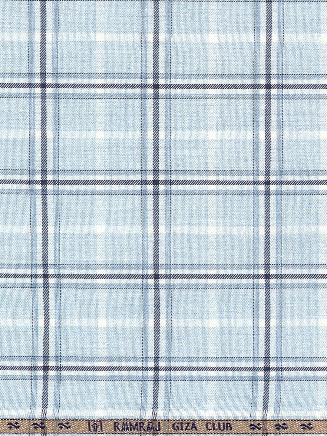 100% Giza Cotton Sky Blue Checked Shirt Fabric Grand Unique
