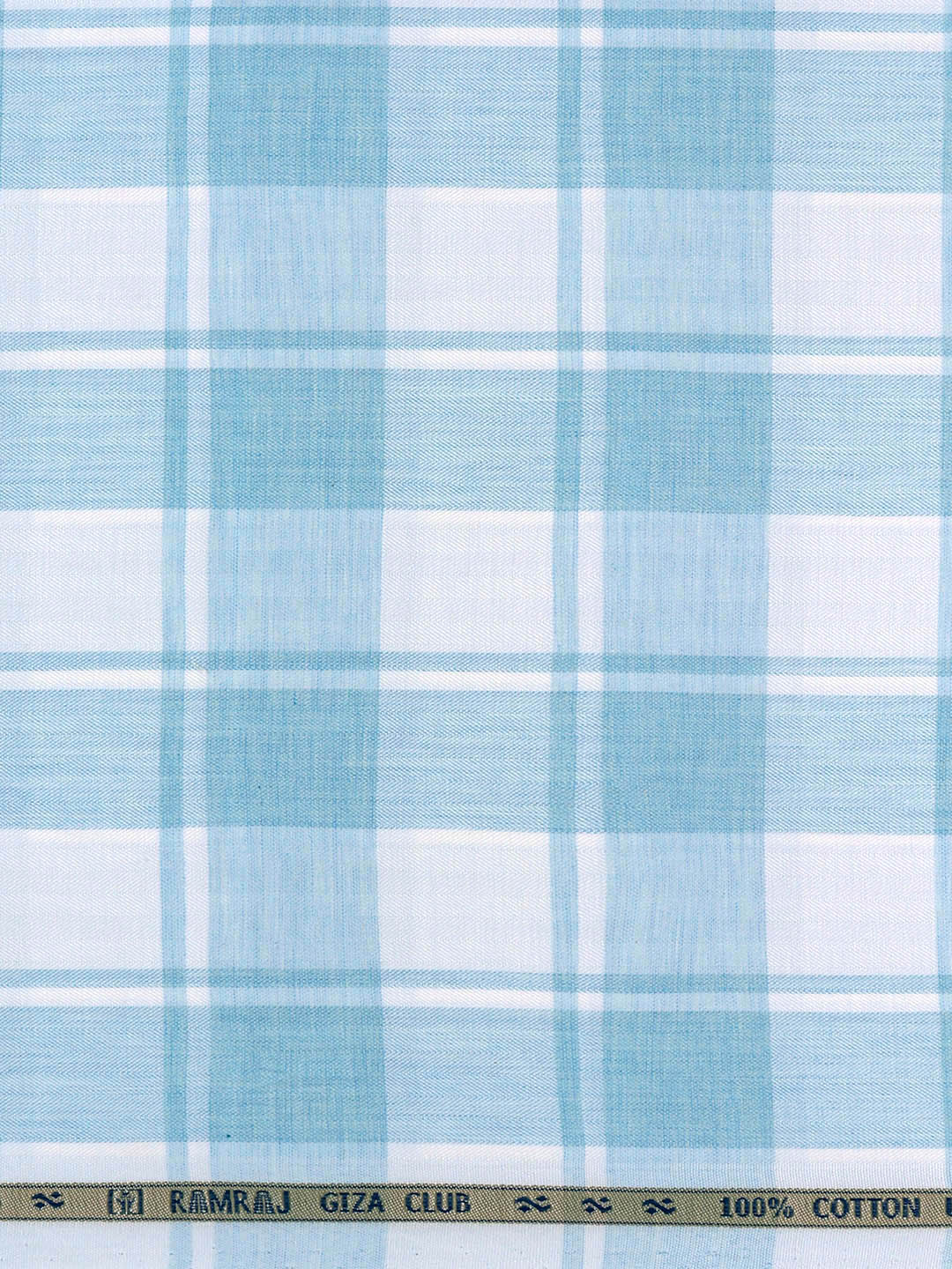 Men 100%Cotton Checked Shirt Fabric White with Blue Grand Unique