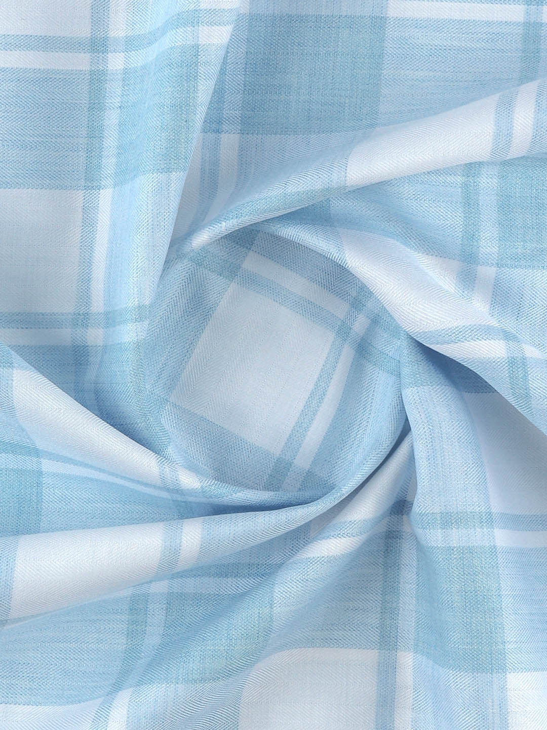 Men 100%Cotton Checked Shirt Fabric White with Blue Grand Unique